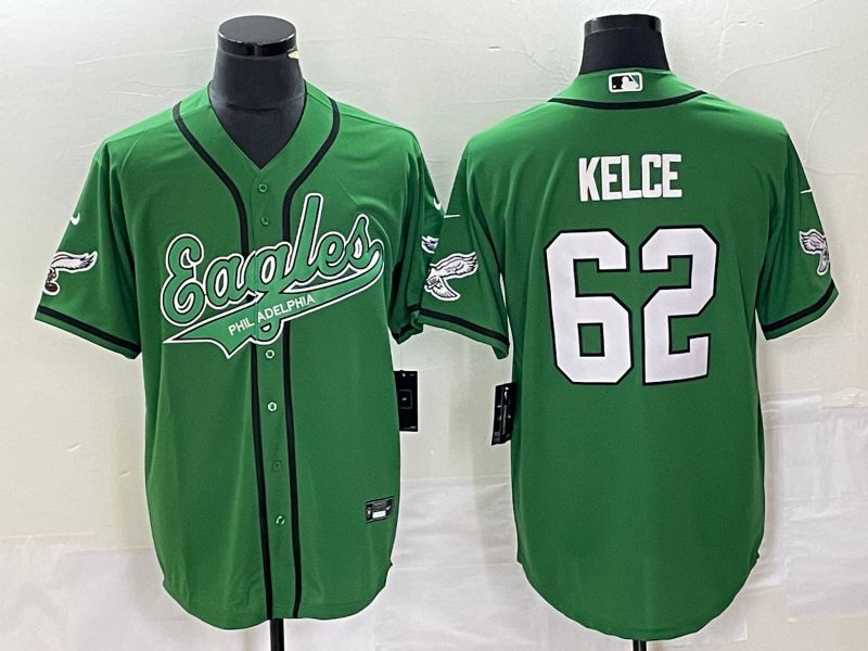Men Philadelphia Eagles 62 Kelce Green Co Branding Game NFL Jersey